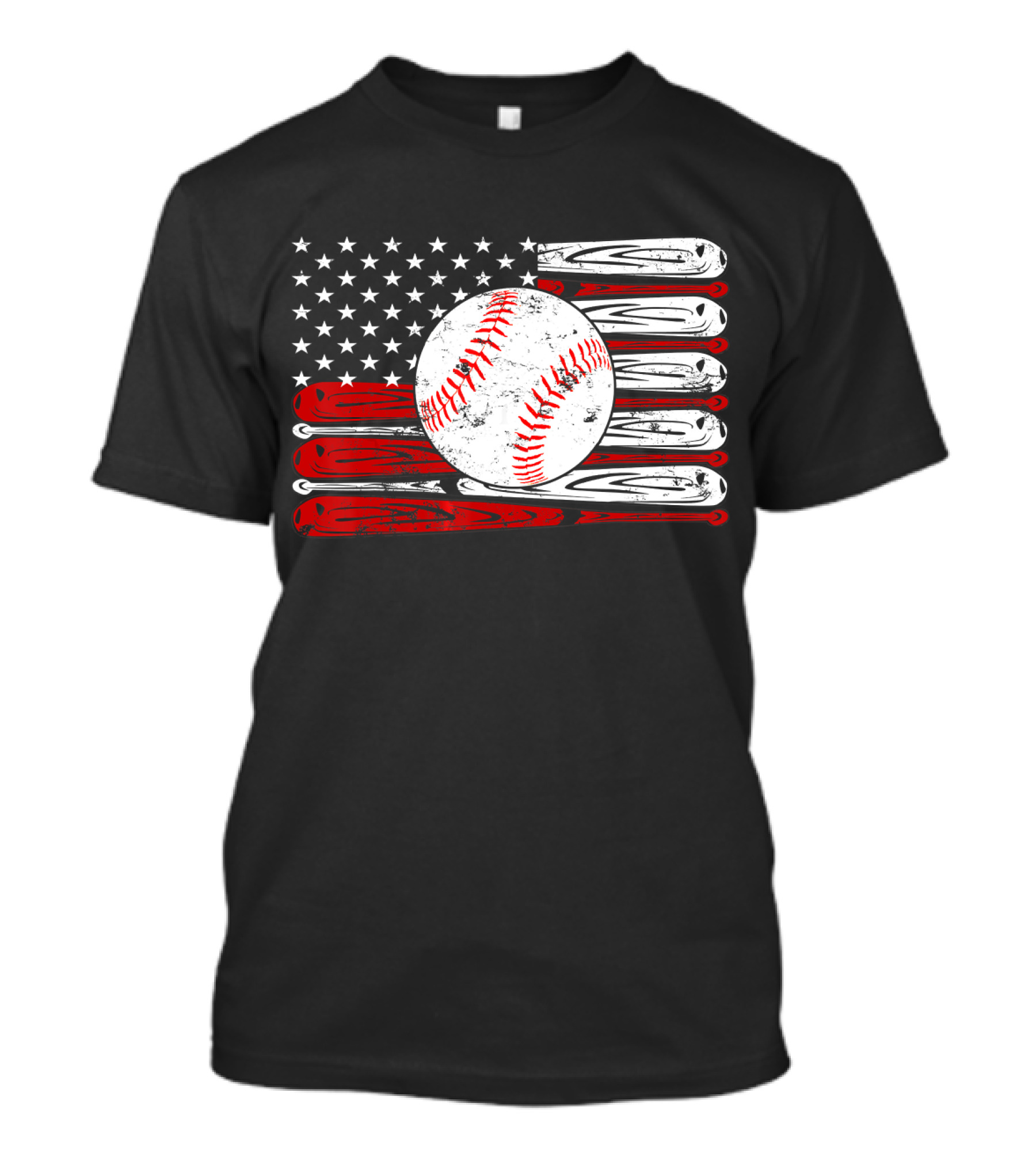Vintage Baseball American Flag Bats And Ball T-Shirt