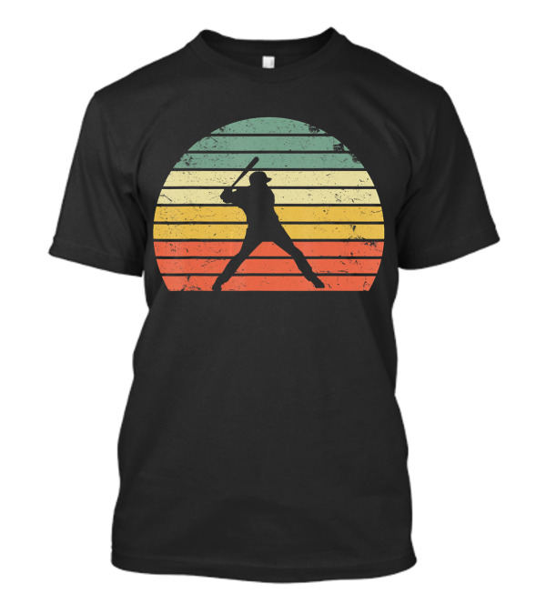 Retro Sunset Baseball Batter T-Shirt