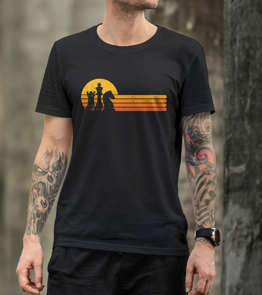 Vintage Chess Player Sunset Che Rook Knight King T-Shirt