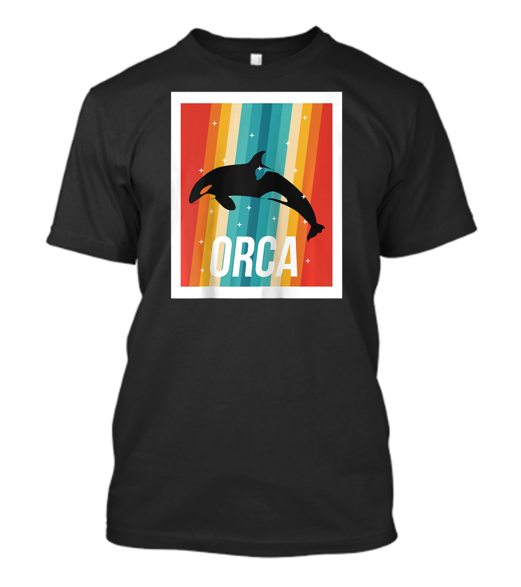 Orca Killer Whale Vintage Rainbow Stripe Raglan T-Shirt
