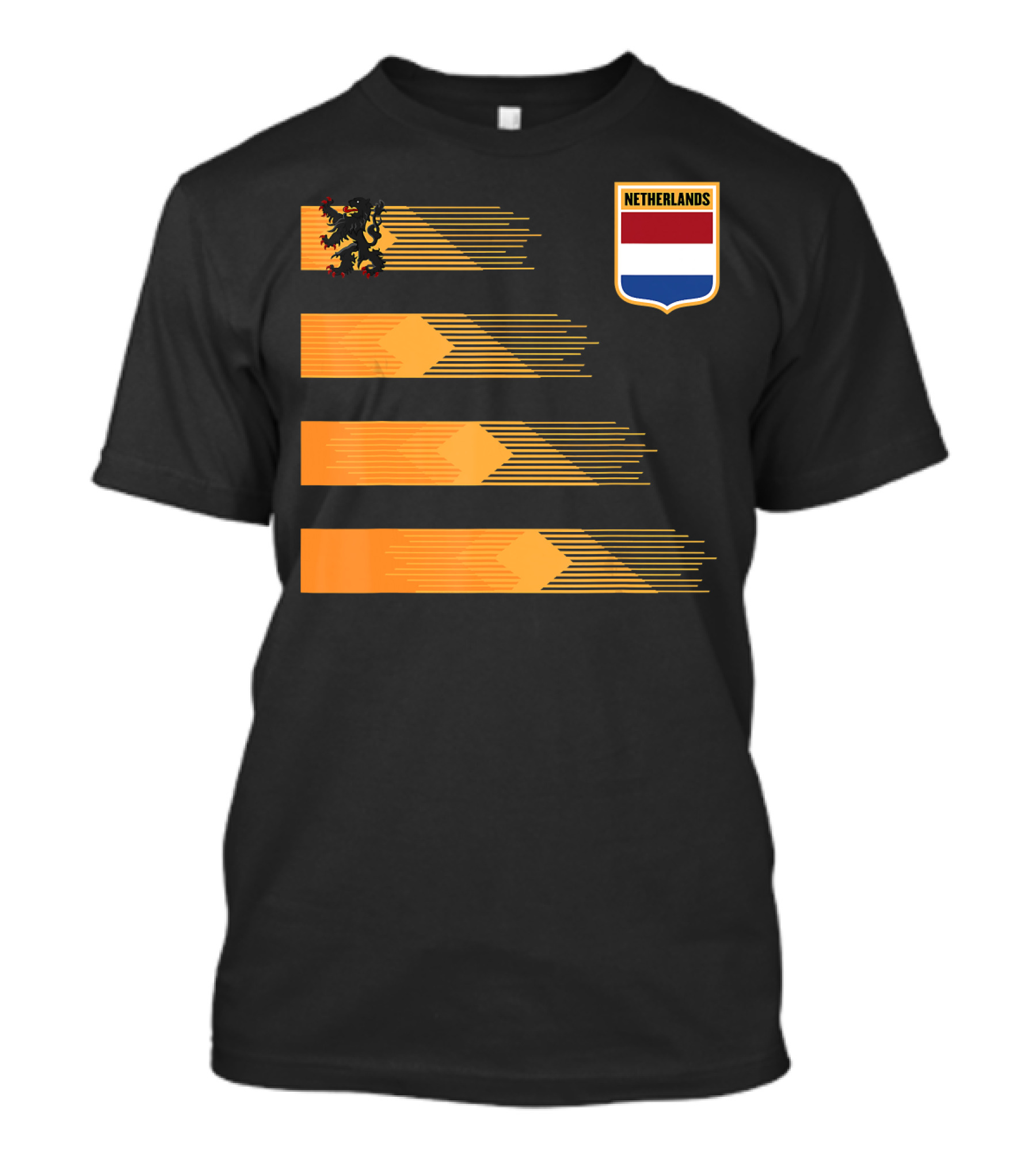 Netherlands Soccer Holland Lion Emblem Stripes T-Shirt