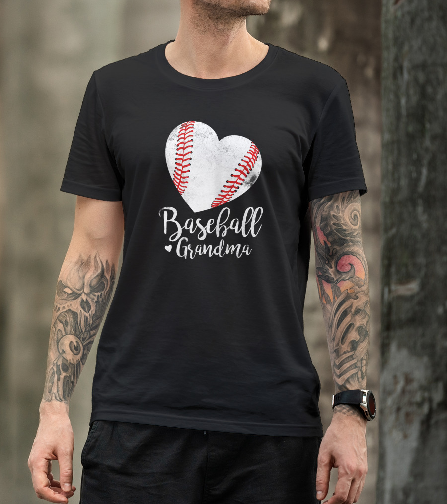 Baseball Grandma Heart Stitch Love T-Shirt