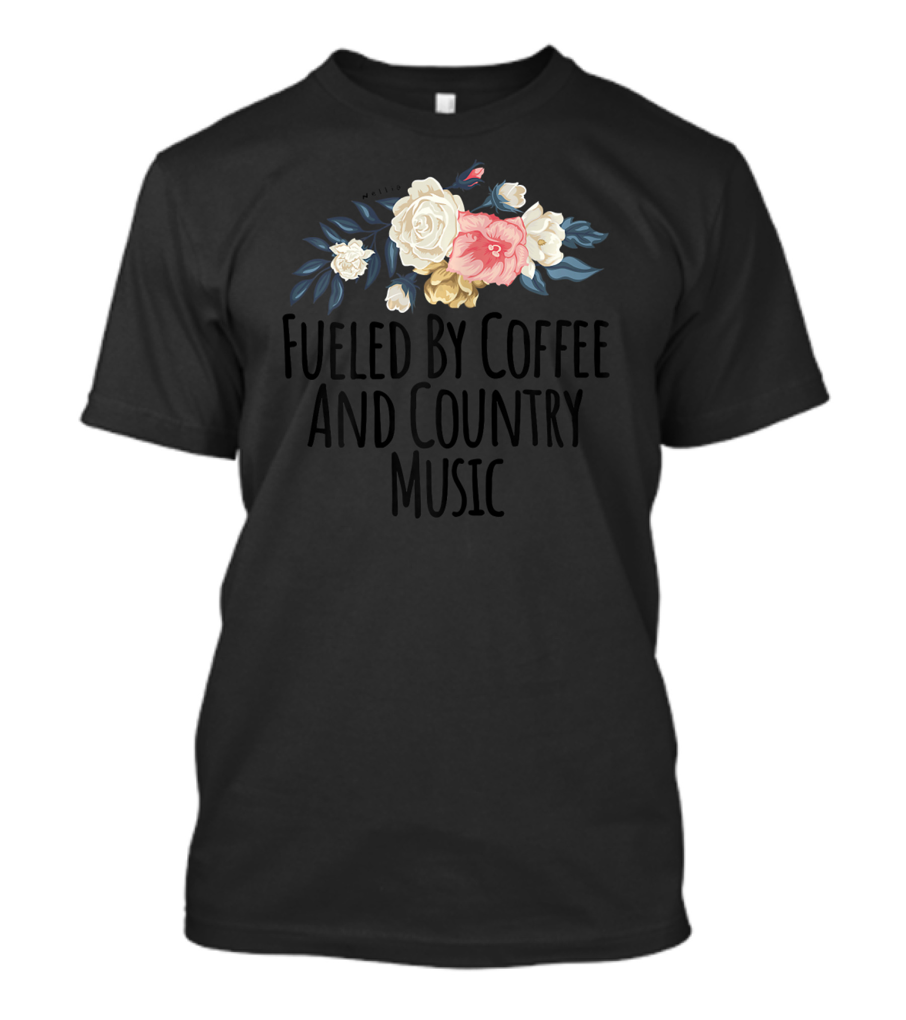 Fueled By Coffee And Country Music Floral T-Shirt