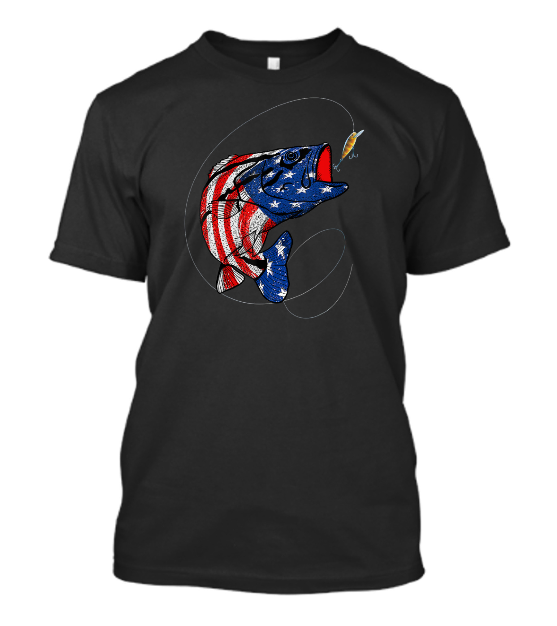 American Flag Bass Fishing 4th Of July Catch T-Shirt
