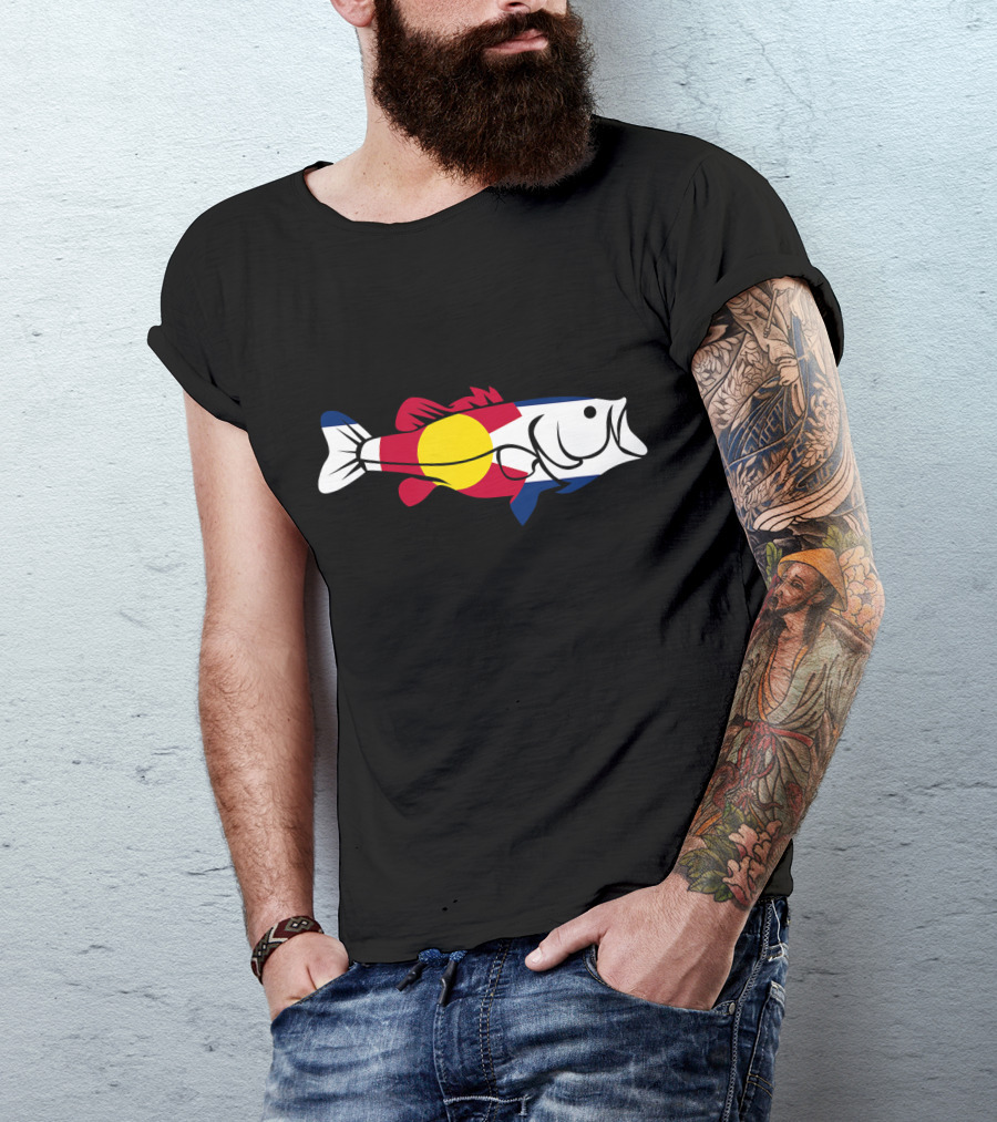 Colorado Flag Large Mouth Bass Freshwater Fish T-Shirt