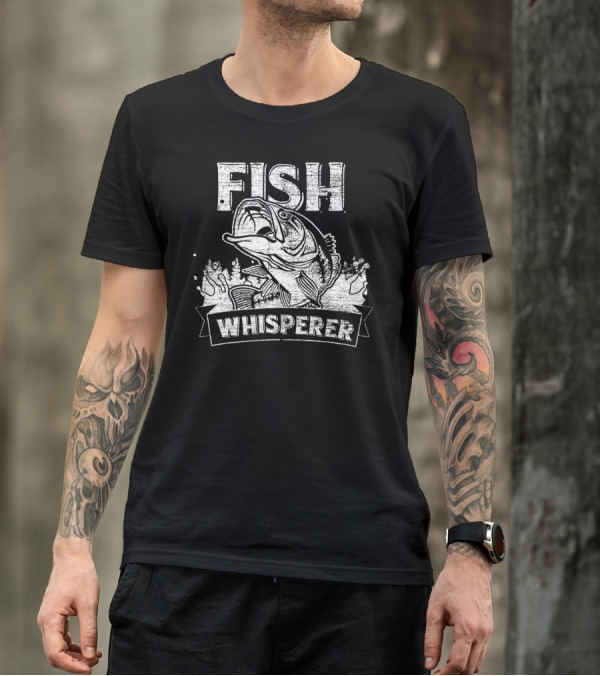 Fish Whisperer Angler Catch Splashing Bass T-Shirt