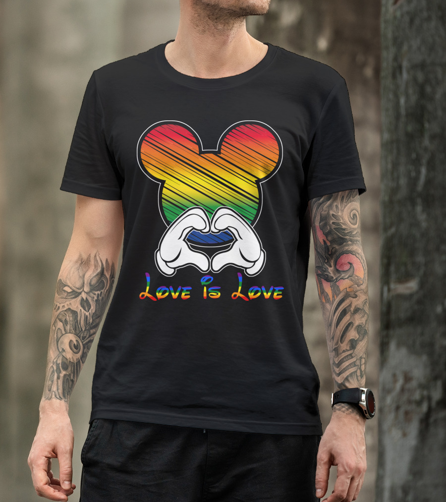 Love Is Love Rainbow Mickey Heart Hands T-Shirt