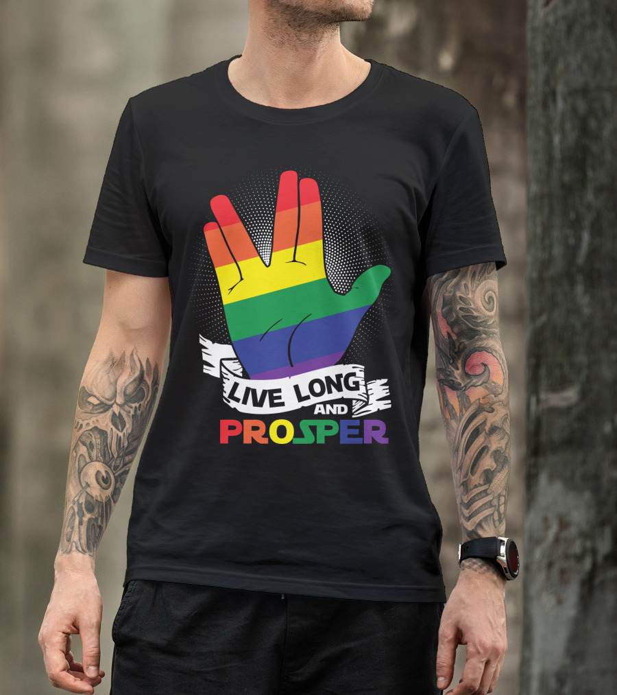Live Long And Prosper Rainbow Hand Gesture T-Shirt