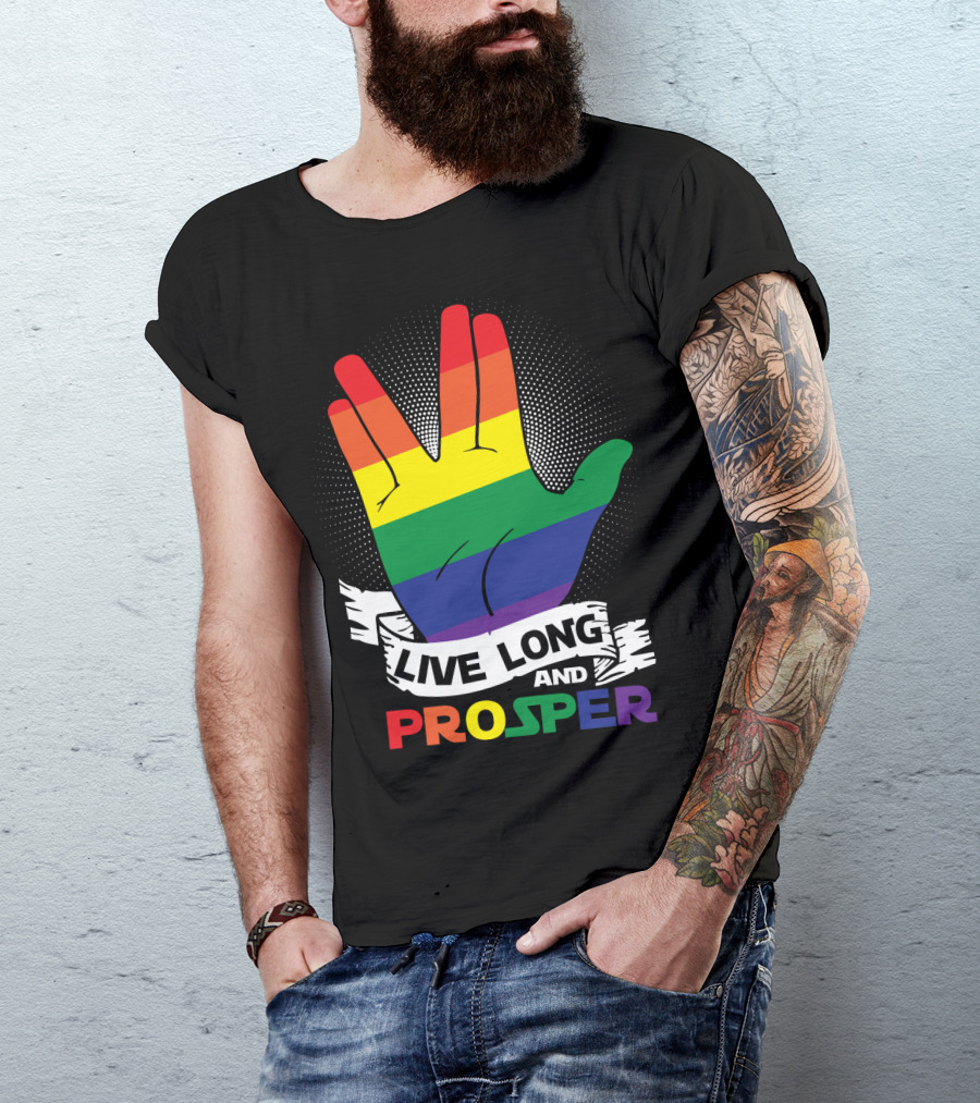 Live Long And Prosper Rainbow Hand Gesture T-Shirt