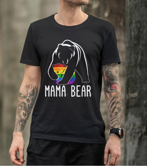 Mama Bear Rainbow Pride Bear Hug T-Shirt