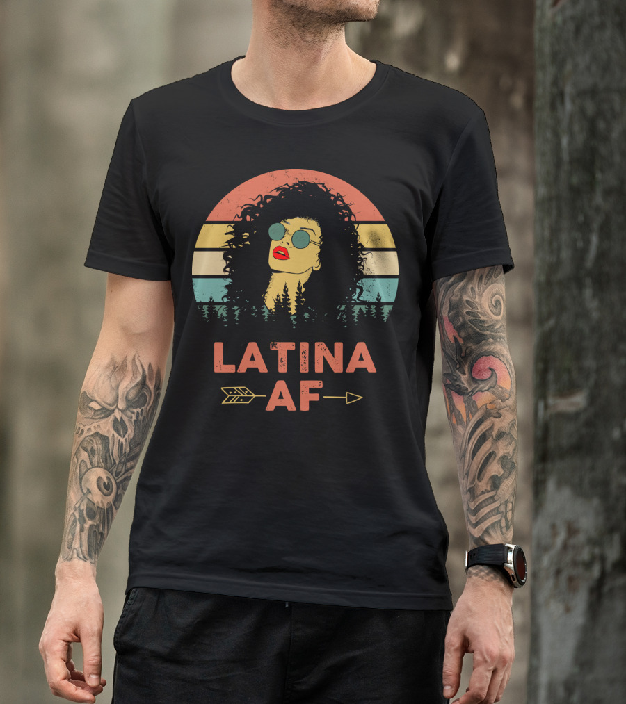LATINA AF Retro Sunset With Stylized Woman And Arrow T-Shirt