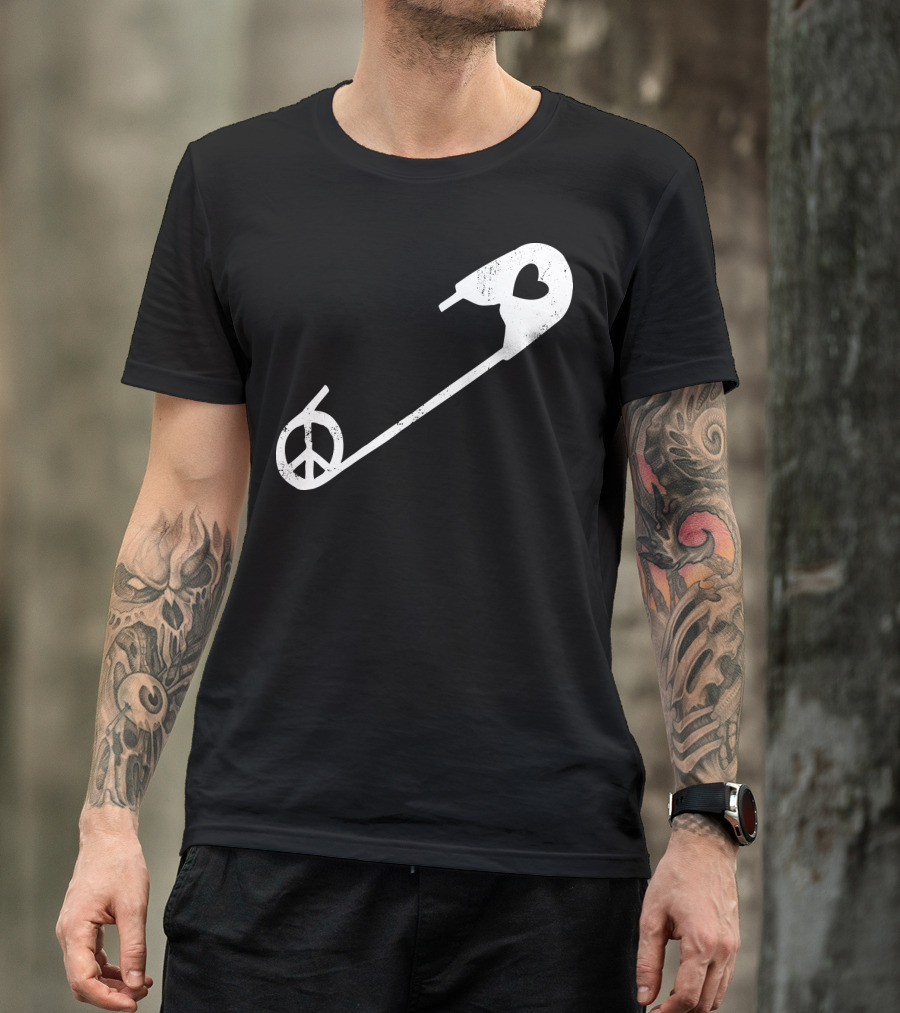 Peace Heart Safety Pin T-Shirt