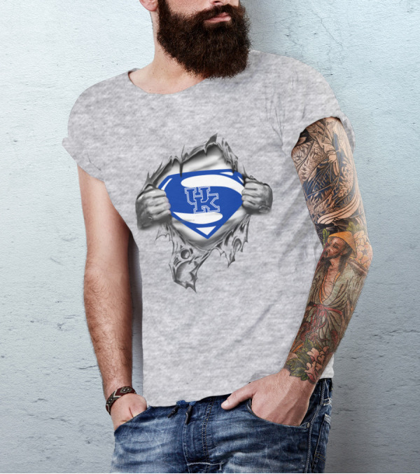 Kentucky UK Superman Logo Torn Steel T-Shirt