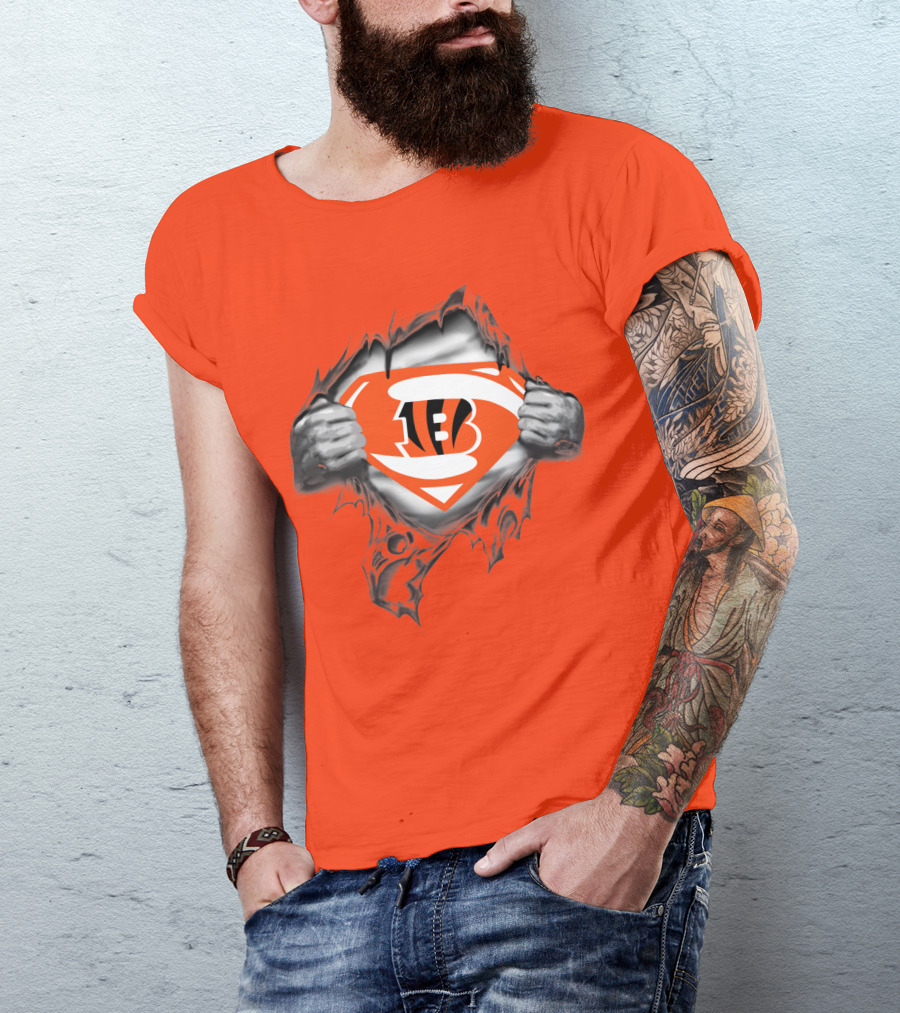 Bengals Superman Emblem Tear T-Shirt