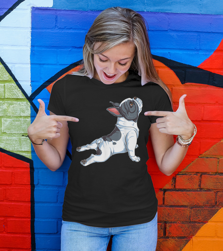 French Bulldog Frenchie Namaste Yoga Pose T-Shirt