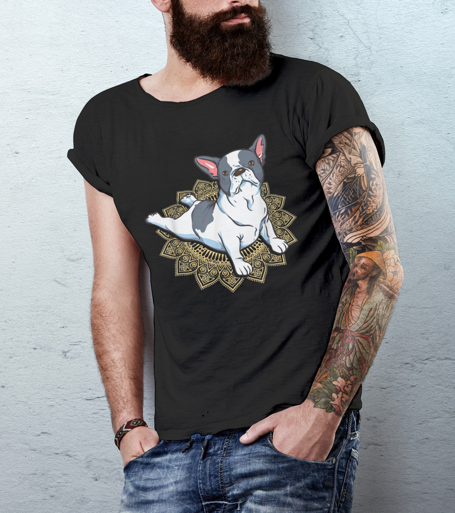 French Bulldog Yoga Frenchie Namaste Spiritual Mandala Pose T-Shirt
