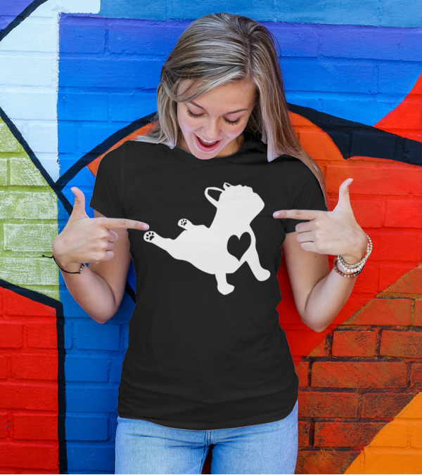 French Bulldog Heart Yoga Pose Namaste In Bed T-Shirt
