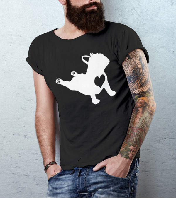 French Bulldog Heart Yoga Pose Namaste In Bed T-Shirt