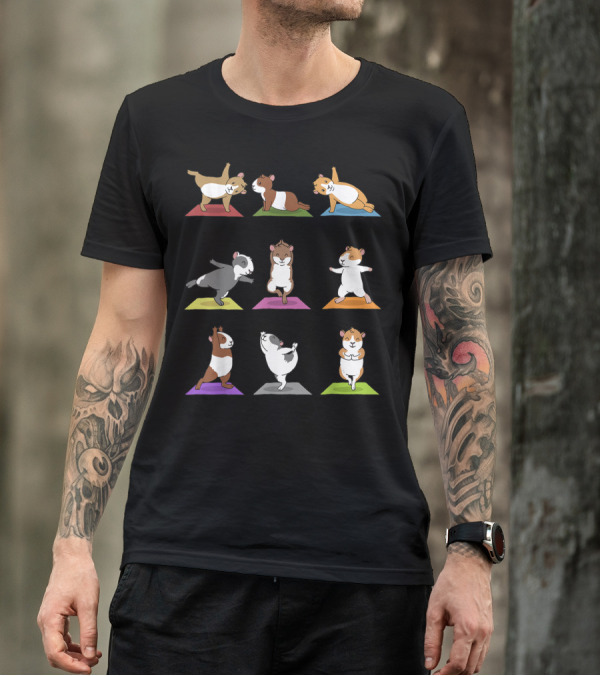 Guinea Pig Yoga Poses Cute Funny Cartoon Guinea Pigs T-Shirt
