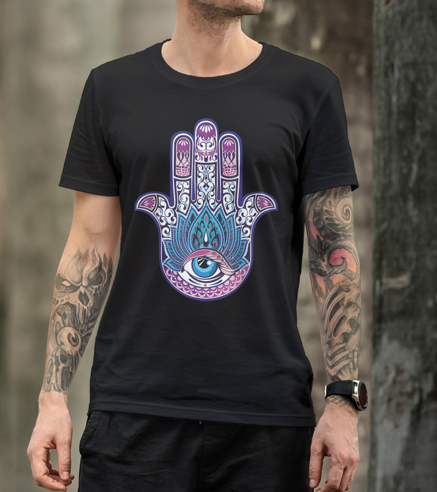 Hamsa Mandala Eye Hand Of Fatima Womens Yoga Iconic T-Shirt