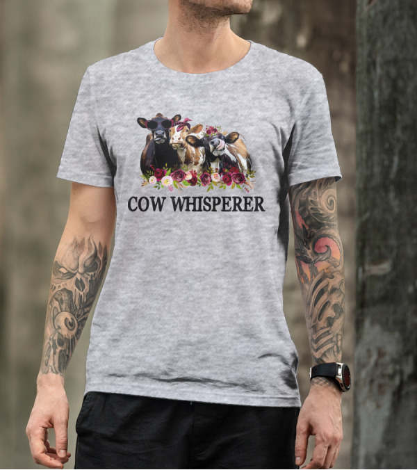 Cow Whisperer Funny Cows With Sunglasses And Flowers T-Shirt