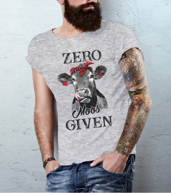 Zero Moos Given Cow Bandana Red Ear Tag T-Shirt