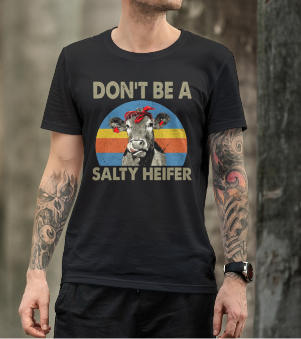 DON'T BE A SALTY HEIFER Retro Cow Bandana T-Shirt