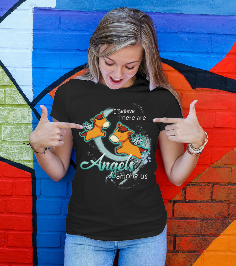 I Believe There Are Angels Among Us Flying Horses With Wings T-Shirt