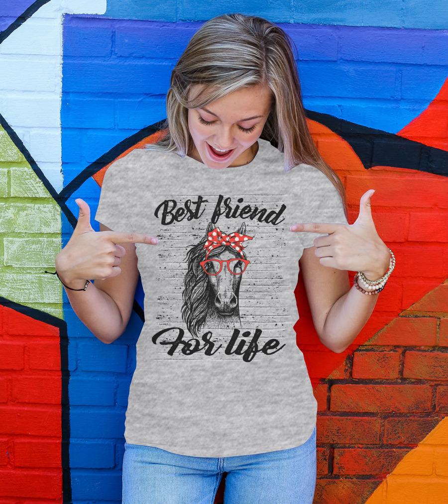 Best Friend For Life Horse With Red Polka Dot Bow And Glasses T-Shirt