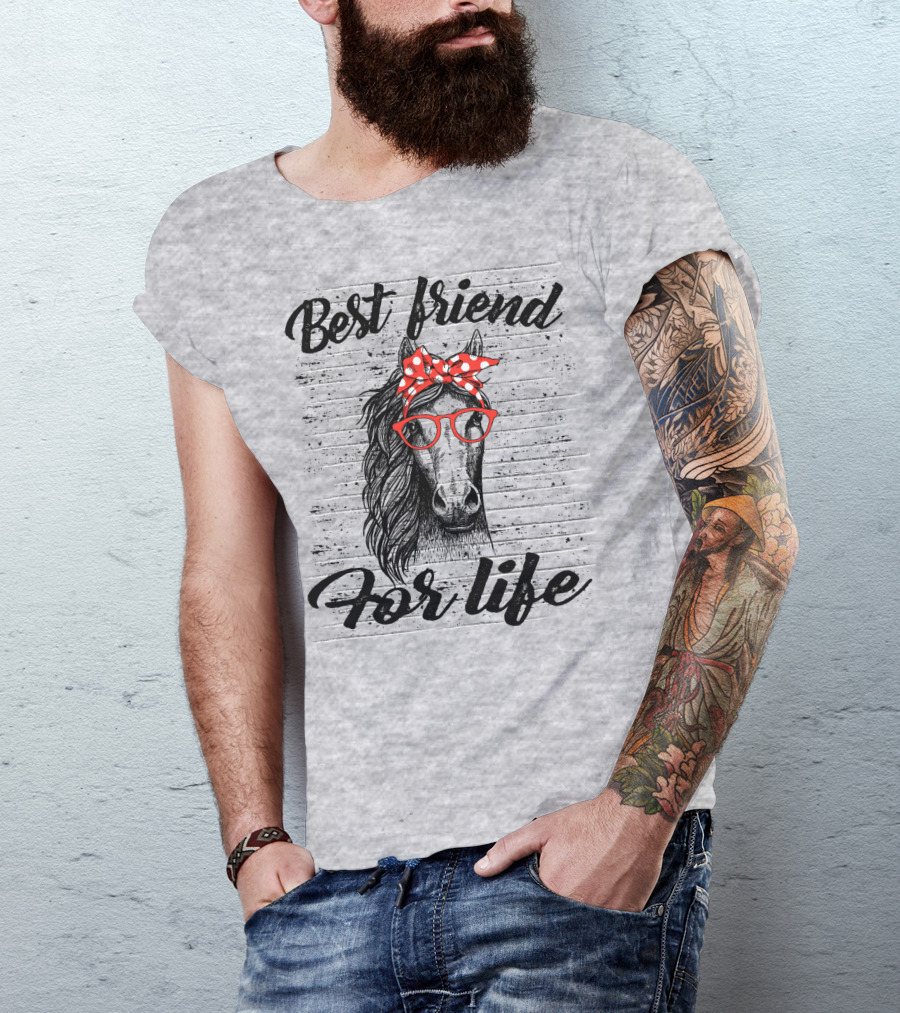 Best Friend For Life Horse With Red Polka Dot Bow And Glasses T-Shirt