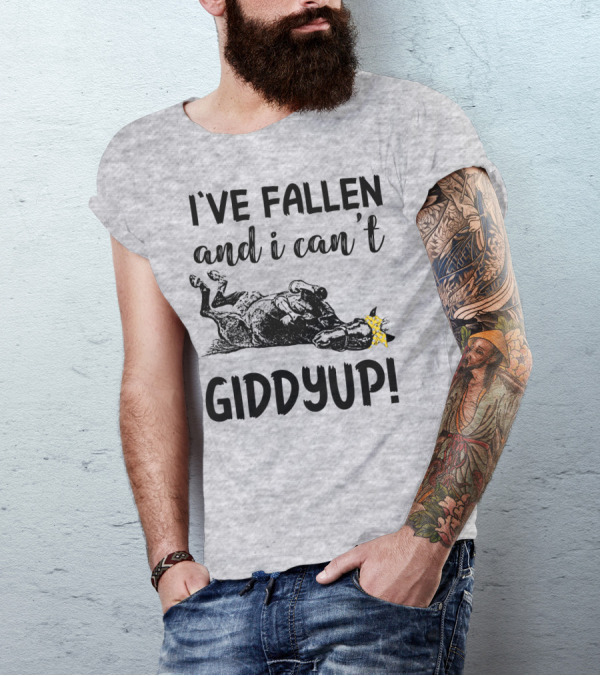 I've Fallen And I Can't Giddyup I've Fallen Cow With Yellow Bow T-Shirt