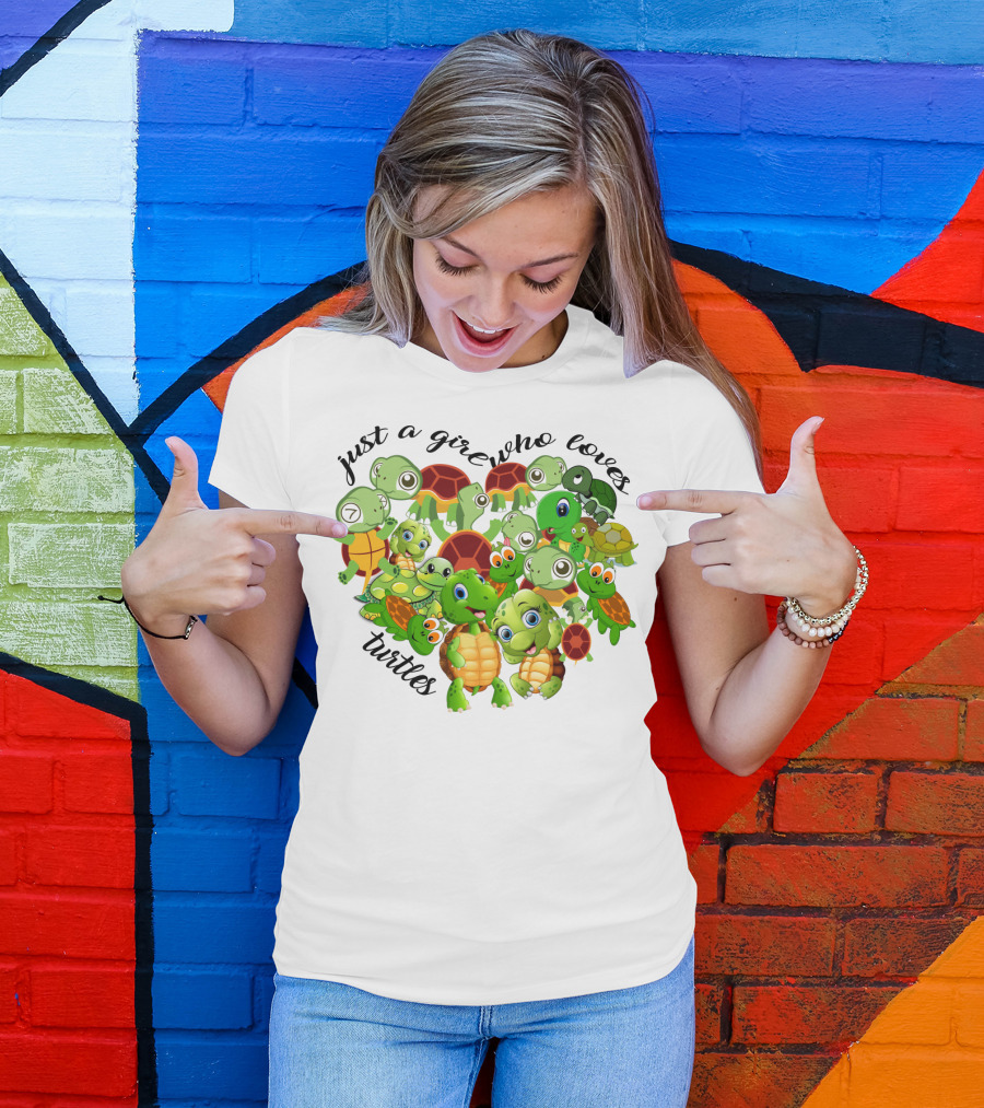 Just A Girl Who Loves Turtles Cute Cartoon Turtle Collection T-Shirt
