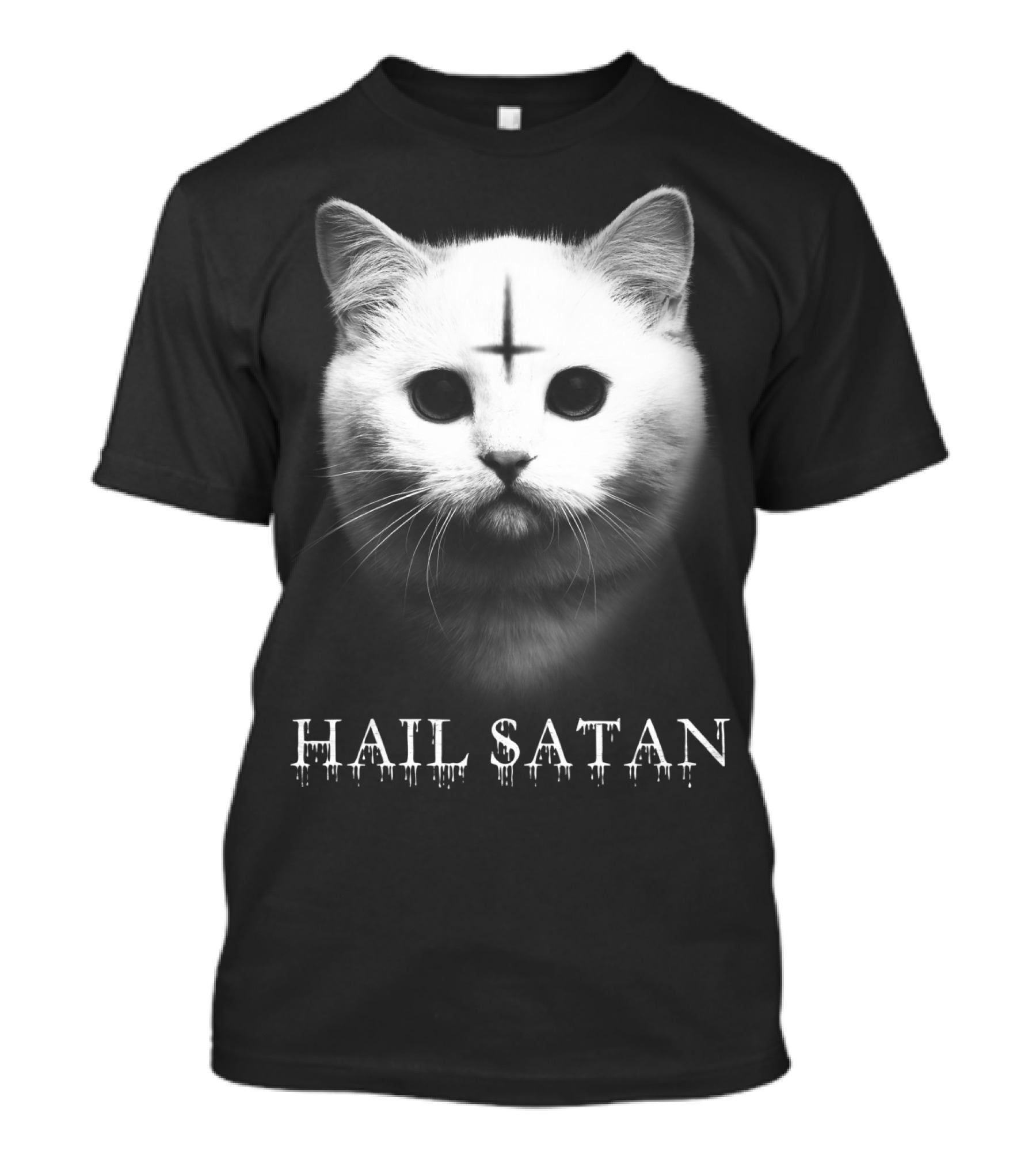 Cat Hail Satan Inverted Cross T-Shirt