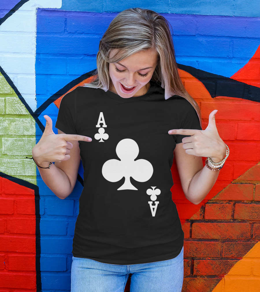 Ace Of Clubs Card Costume Dark Halloween Poker T-Shirt