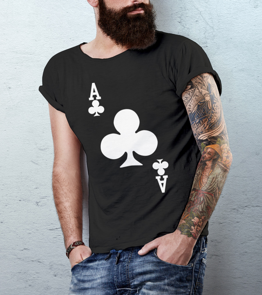 Ace Of Clubs Card Costume Dark Halloween Poker T-Shirt