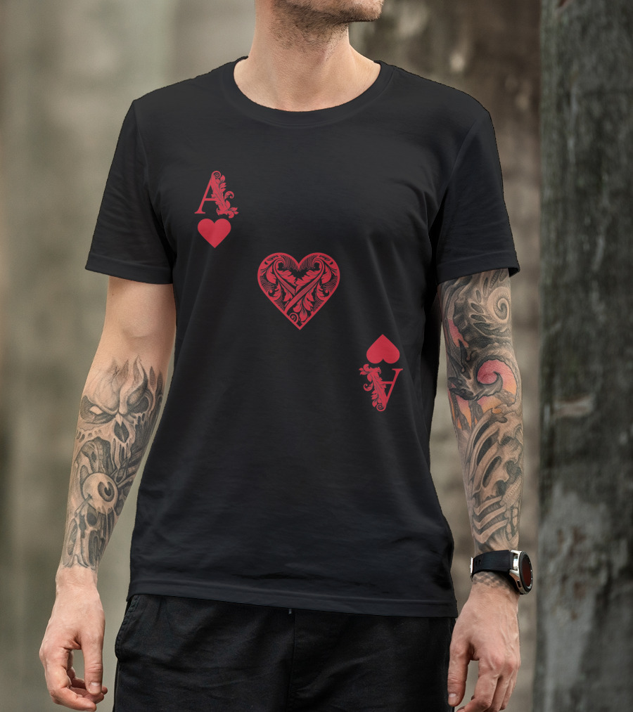 Ace Of Hearts Playing Card Ornate T-Shirt
