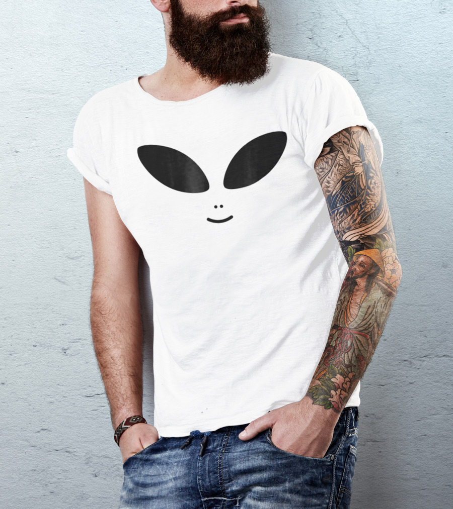 Halloween Cute Green Alien Face Costume T-Shirt