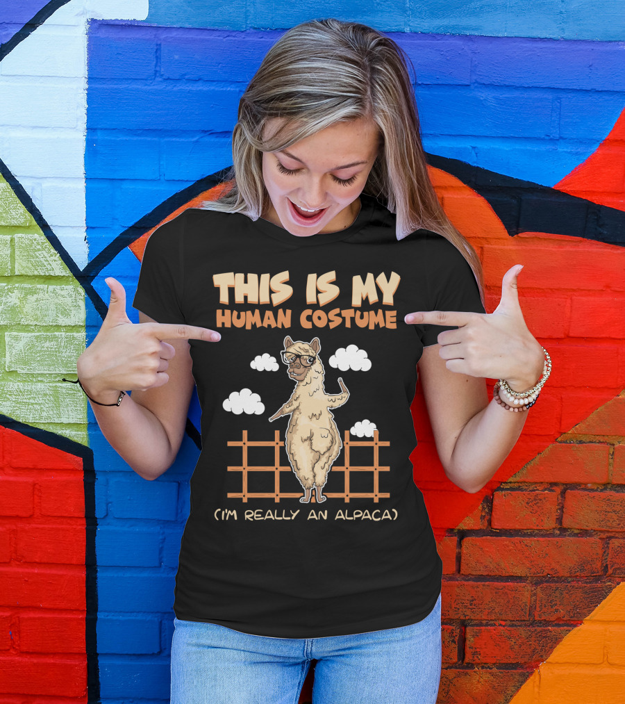This Is My Human Costume I'm Really An Alpaca Halloween T-Shirt