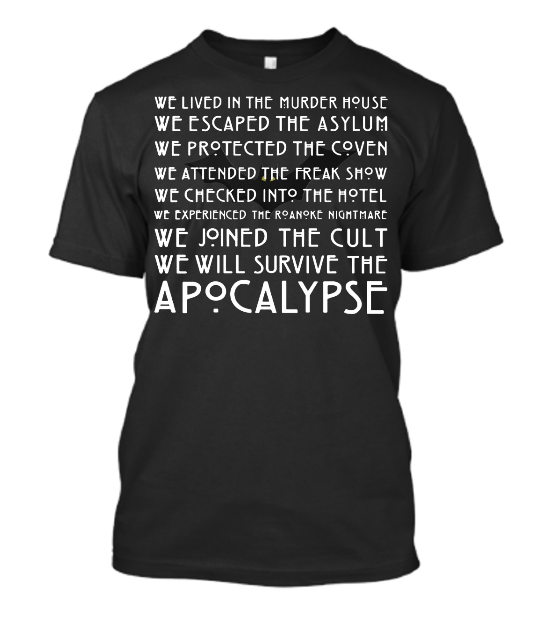 American Horror Story Themed Journey Through Seasons Text T-Shirt
