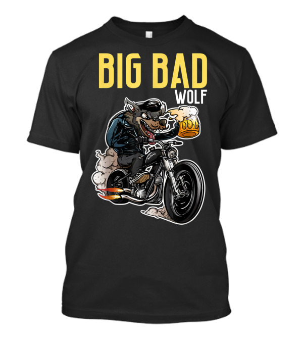 Big Bad Wolf Motorcycle Biker Crown T-Shirt