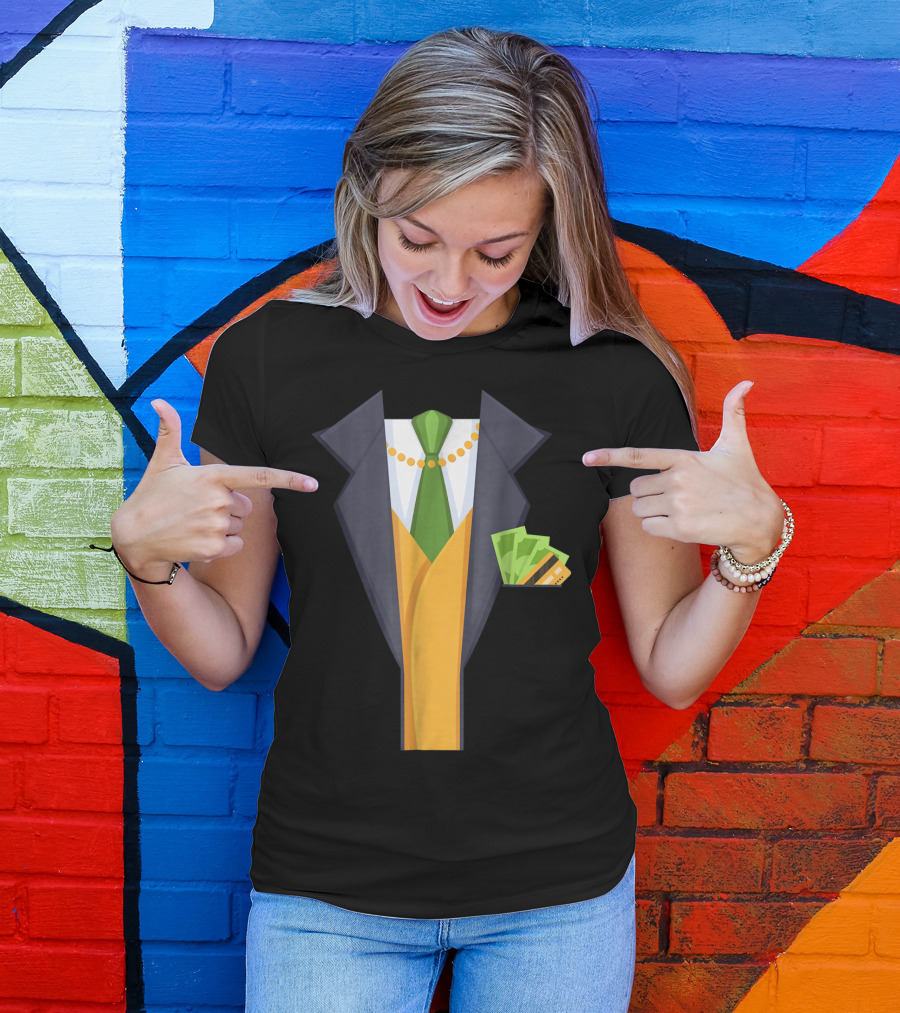 Billionaire Halloween Costume Millionaire Suit With Money And Tie T-Shirt