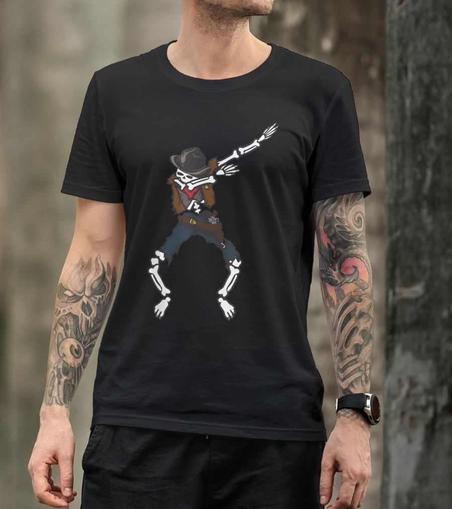Dabbing Skeleton Cowboy Cute Rancher Skeleton Dance Cowboy Hat T-Shirt