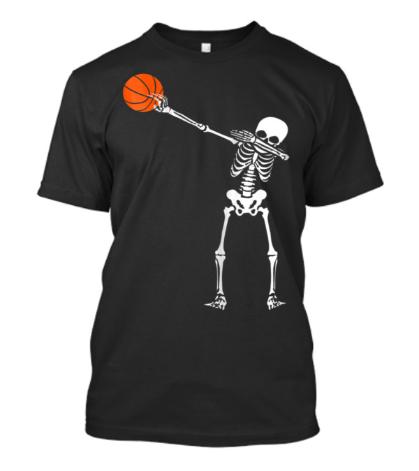 Dabbing Skeleton Halloween Basketball Fun T-Shirt