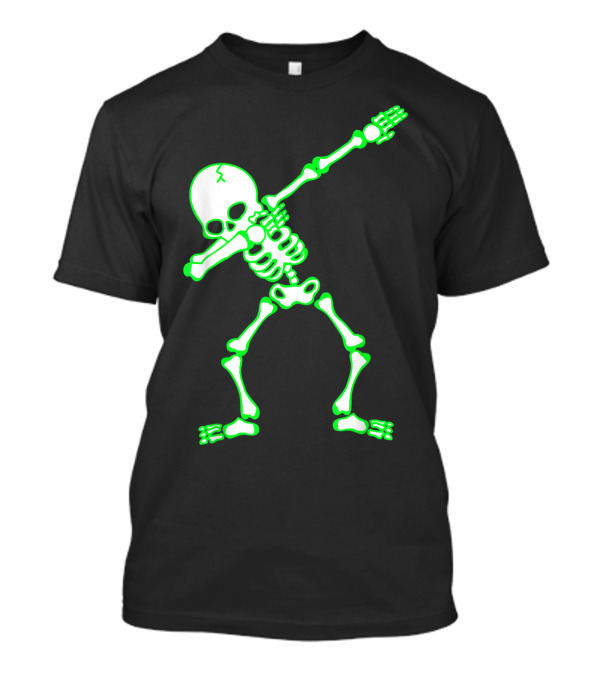 Dabbing Skeleton Kids Bones Neon Glow T-Shirt