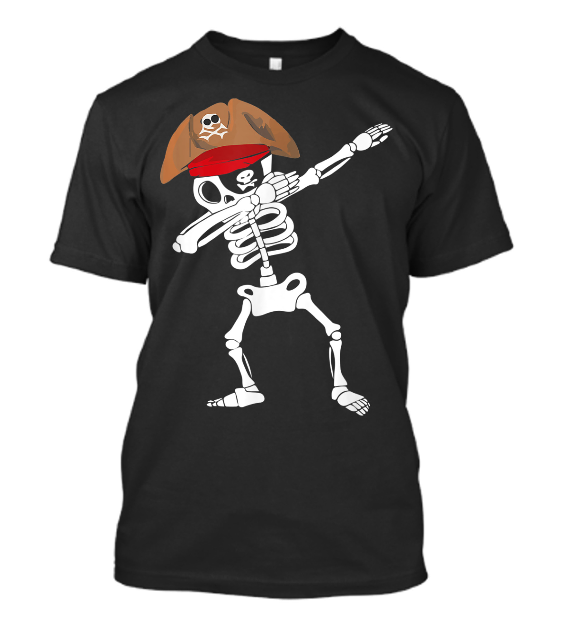 Pirate Skeleton Dabbing Halloween Skull Hat T-Shirt