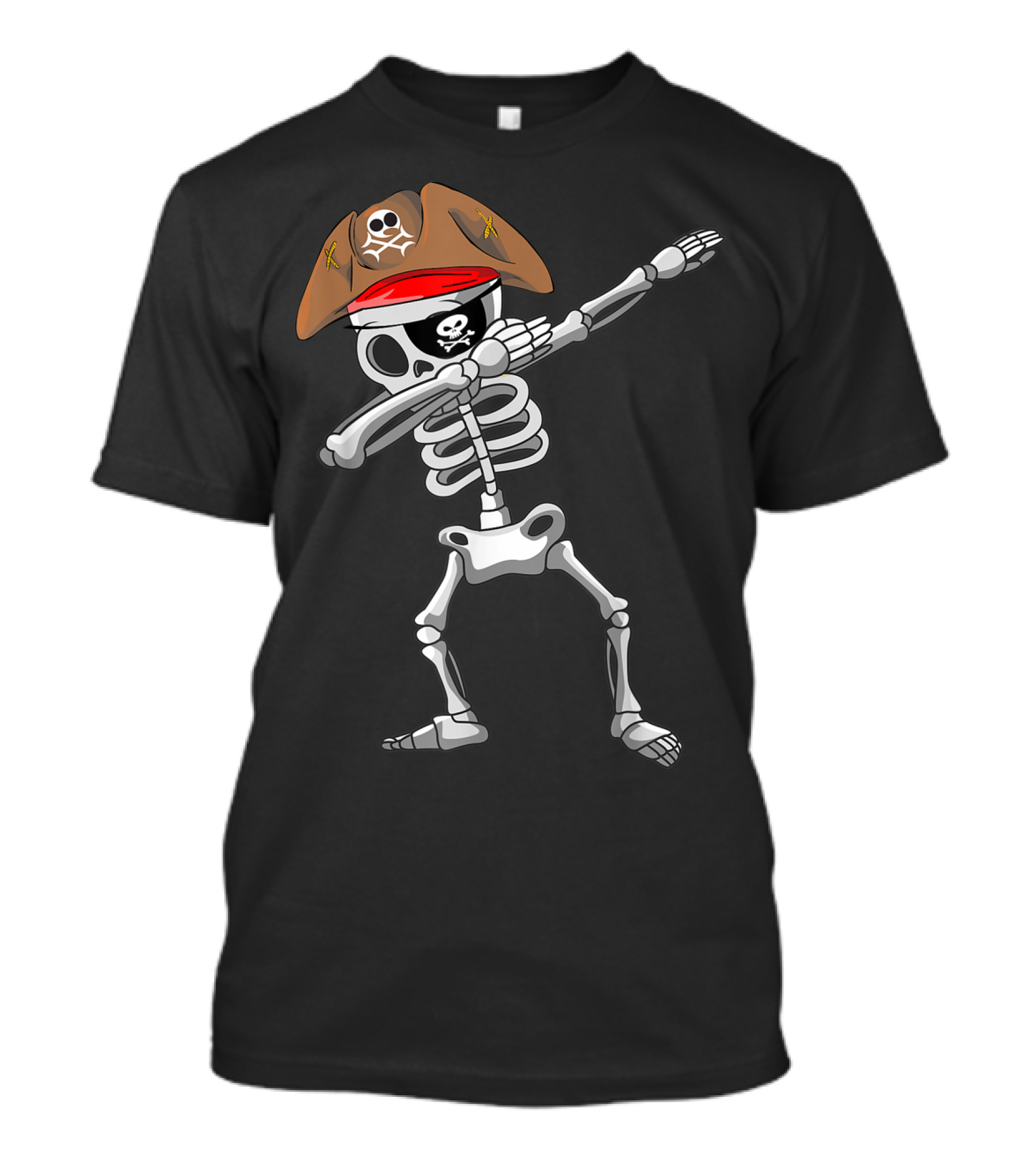 Skeleton Dabbing Pirate Skull Crossbones Hat T-Shirt