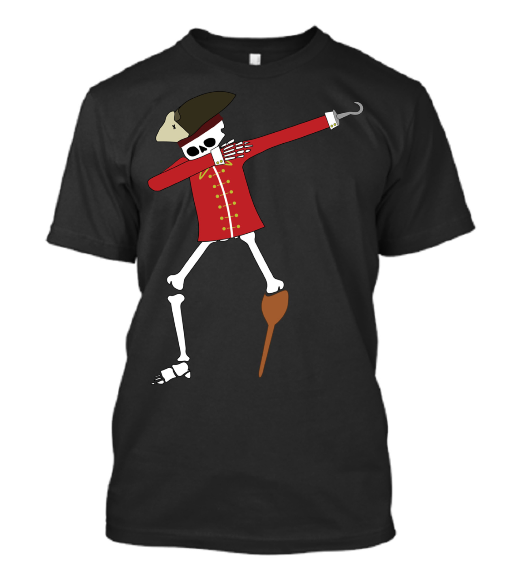 Dabbing Skeleton Pirate With Hat And Hook Halloween Dab T-Shirt
