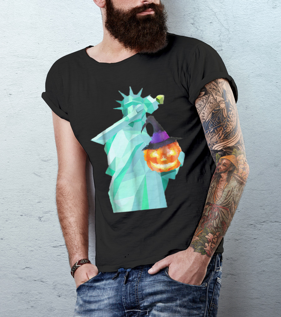 Statue Of Liberty Dabbing With Halloween Pumpkin T-Shirt