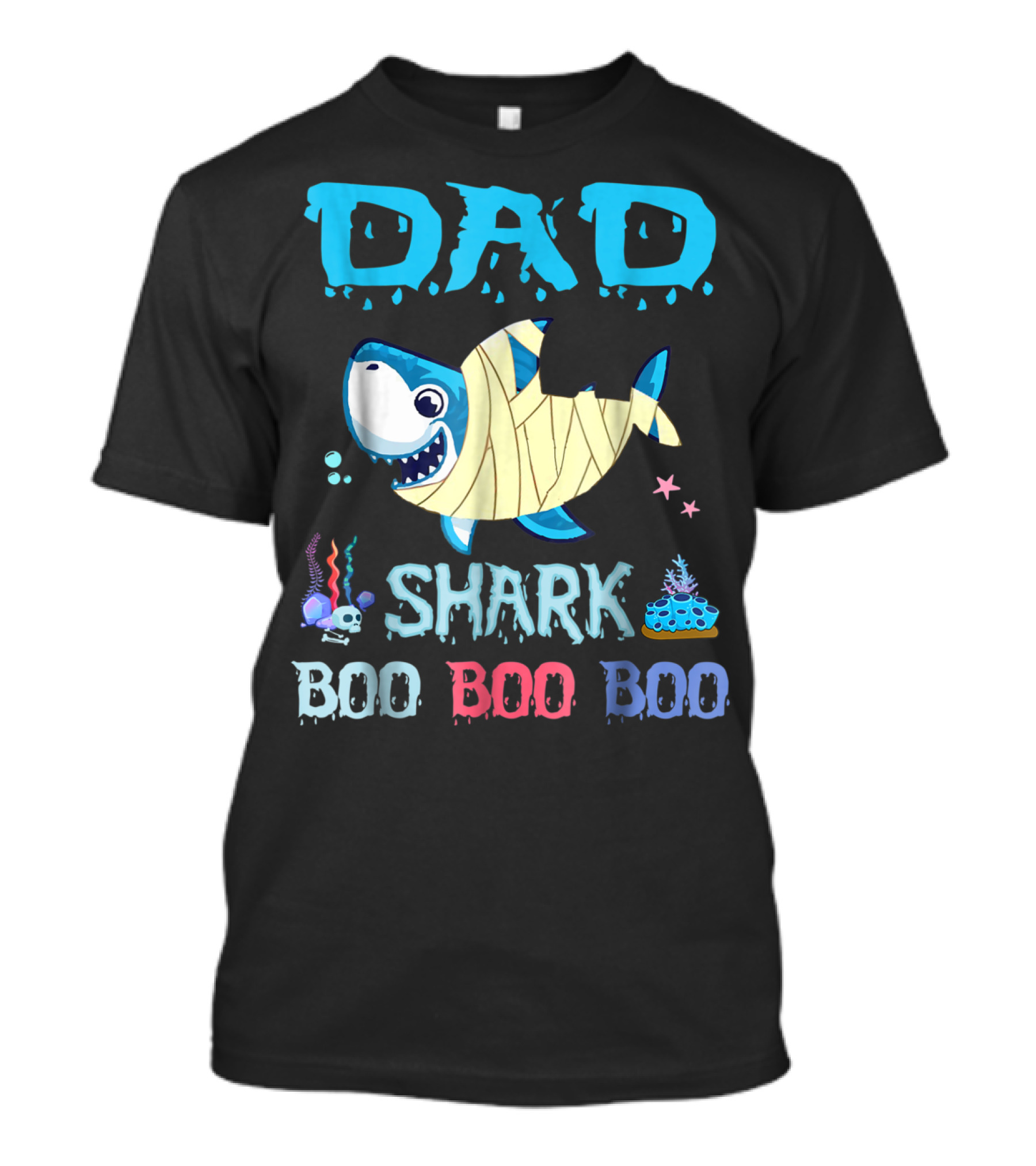DAD SHARK BOO BOO BOO Halloween Mummy T-Shirt