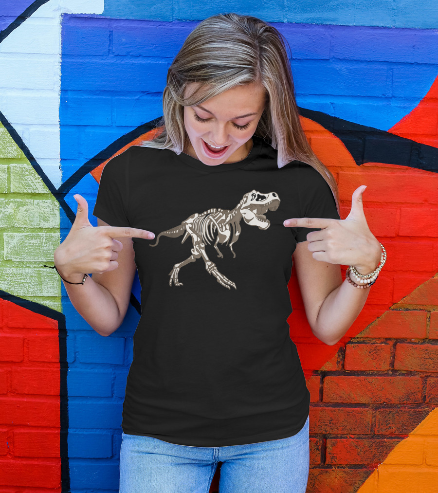 Halloween Dinosaur Skeleton T-Rex T-Shirt